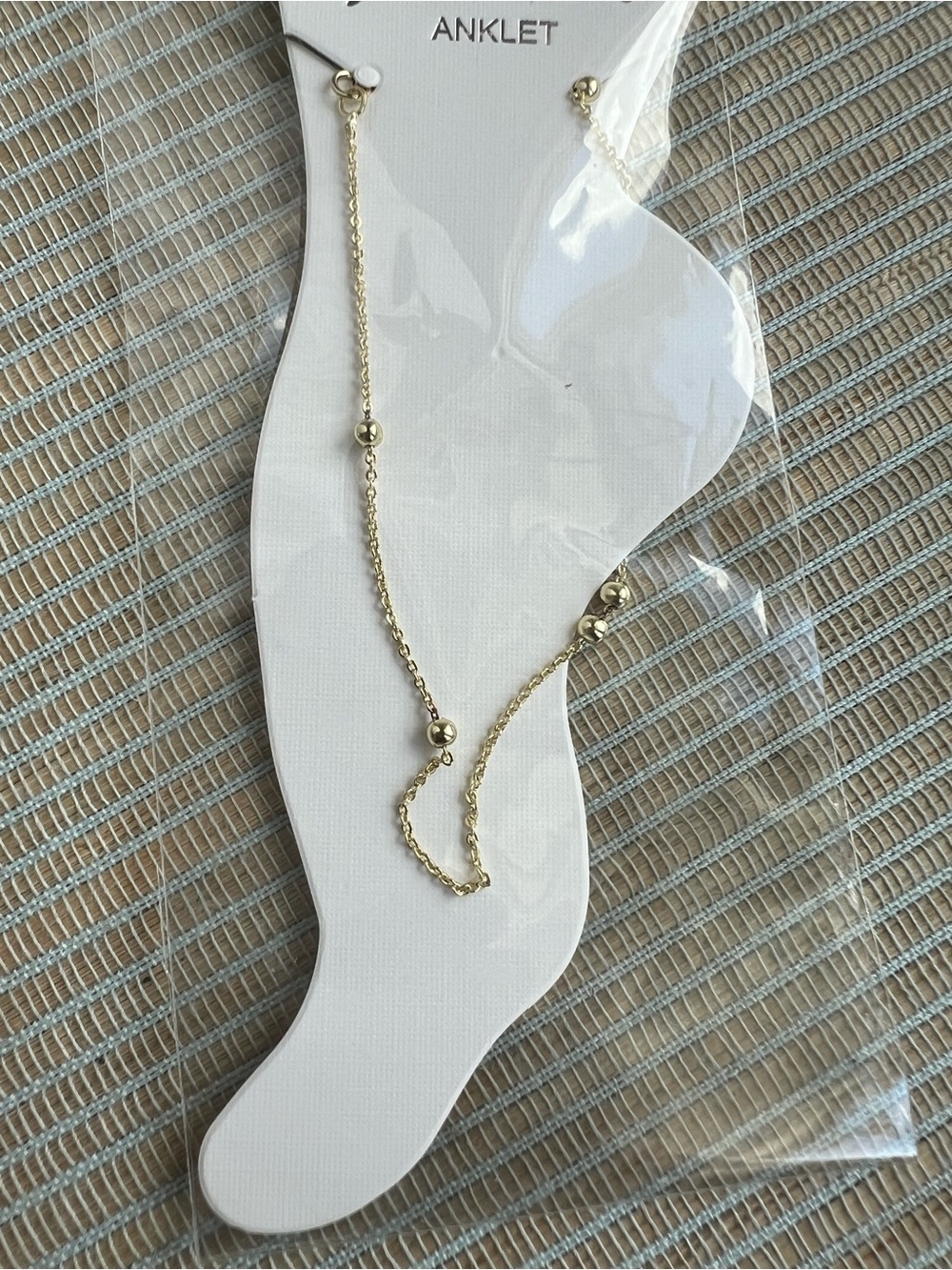 Gold thin chain Anklet with small round gold accents